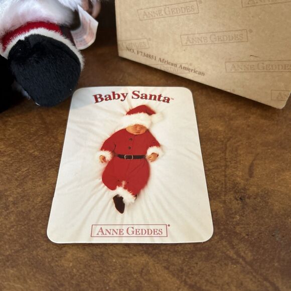 Vintage 1999 Anne Geddes African black Baby Santa Claus Doll Unimax 9" Christmas - Picture 2 of 15